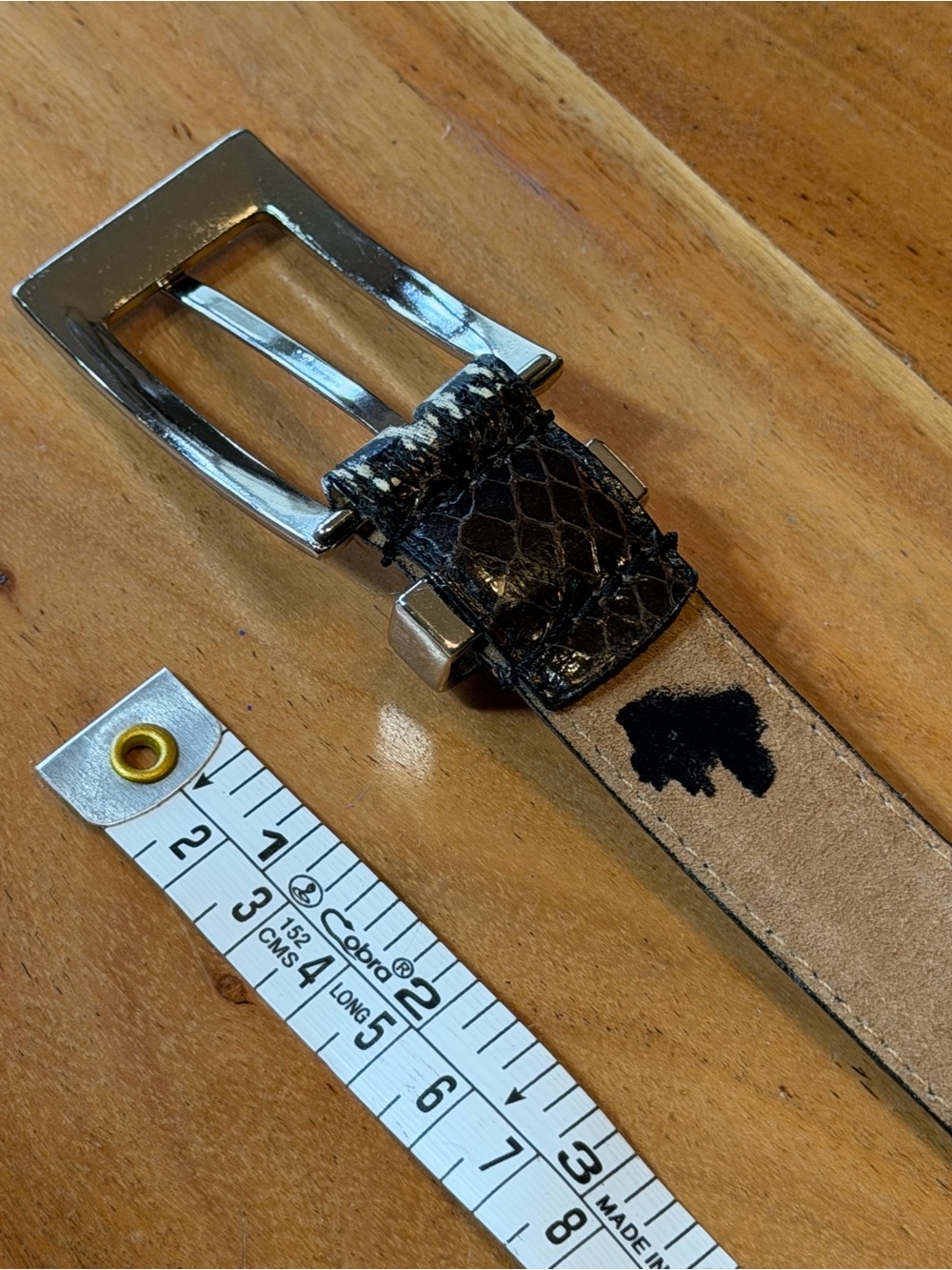 Paul Harris Vintage Southwestern Patchwork Genuine Snakeskin Belt VGUC - Picture 7 of 8